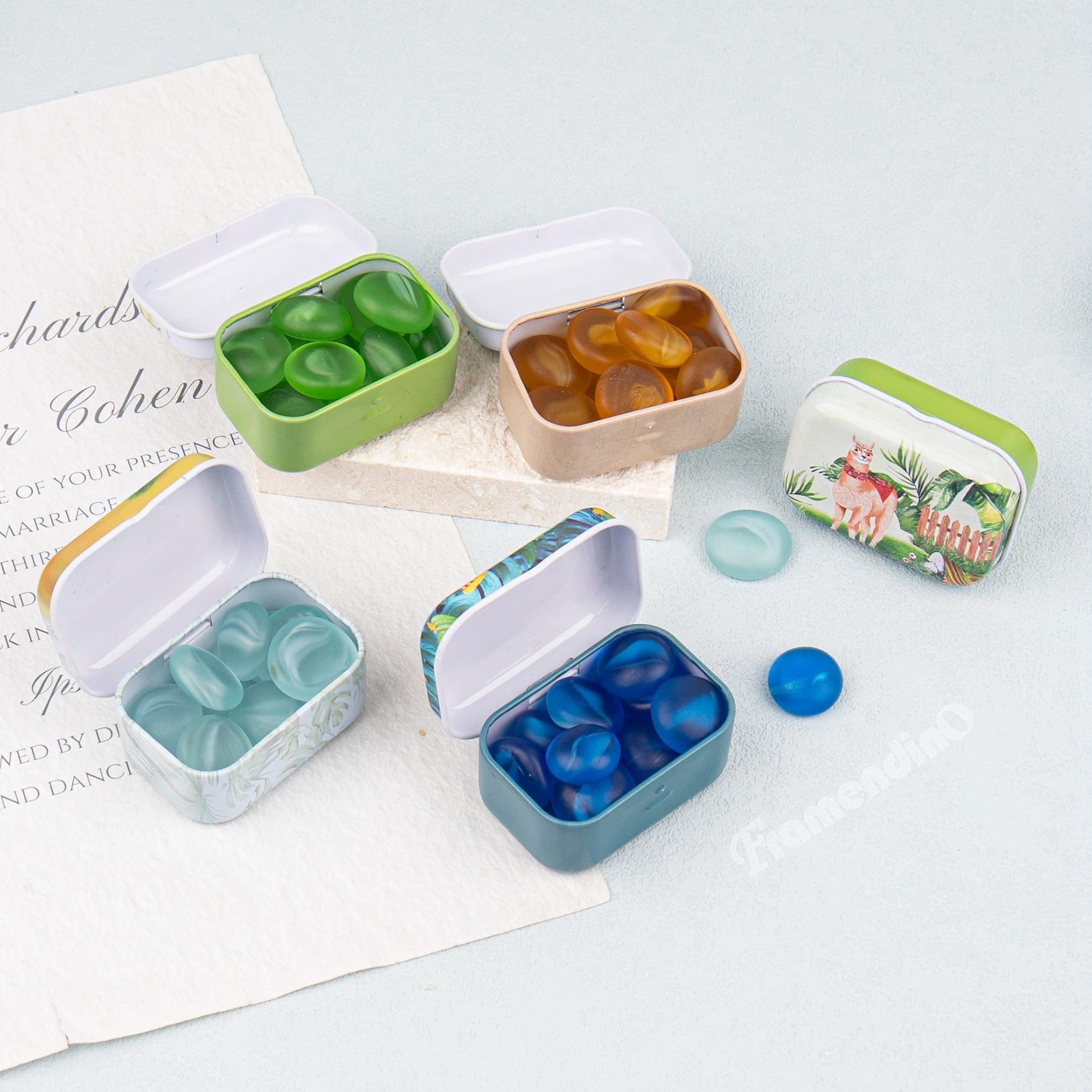 Framendino, 5 Pack Mini Trinket Coin Box Small Alpaca Pattern with Lid for Jewelry Storage Containers (Random Color)