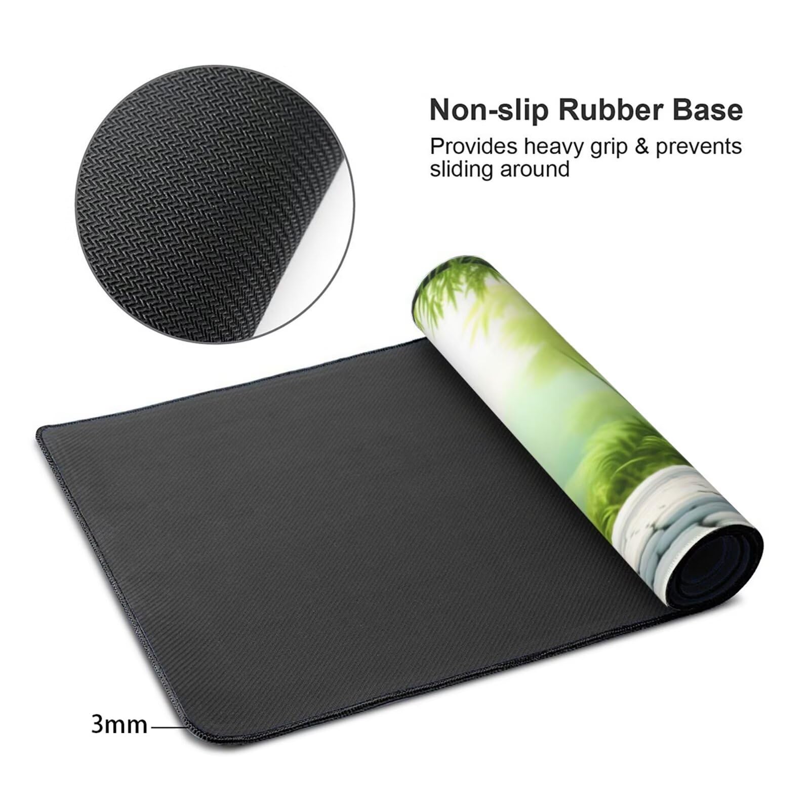 Zielona podkładka pod mysz do gier XXL 1200 x 600 mm, podkładka pod mysz dla graczy w lesie bambusowym podkładka pod mysz XXL z wodoodporną i antypoślizgową gumą, szyte krawędzie do biura, pod biurko