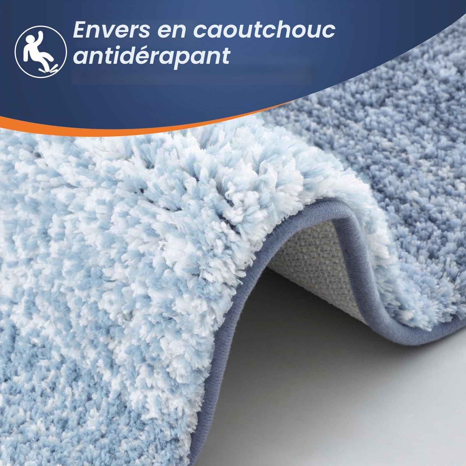 OLANLY Lot de 2 Tapis de Salle de Bain en Microfibre Doux et Absorbant, Tapis de Toilette en Forme de U, antidérapant, Lavage en Machine, Tapis de Bain en Peluche à Poils Longs pour Salle de Bain (61