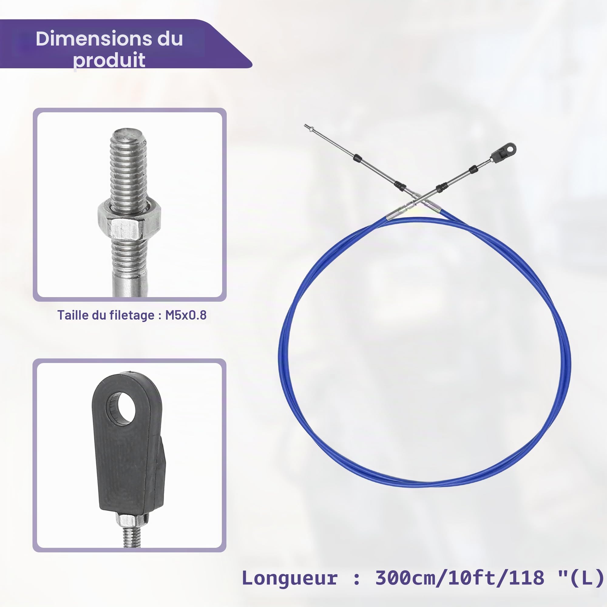 X AUTOHAUX Lot de 2 câbles de commande d'accélérateur pour moteur hors-bord Yamaha
