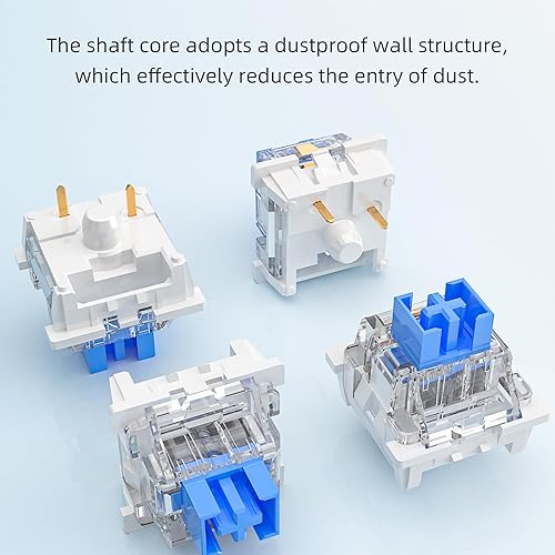 Miniatura 3 de Outemu - Interruptores mecánicos de repuesto con interruptor azul, a prueba de polvo, 3 pines clic, escritura precisa, teclado de bricolaje, teclado