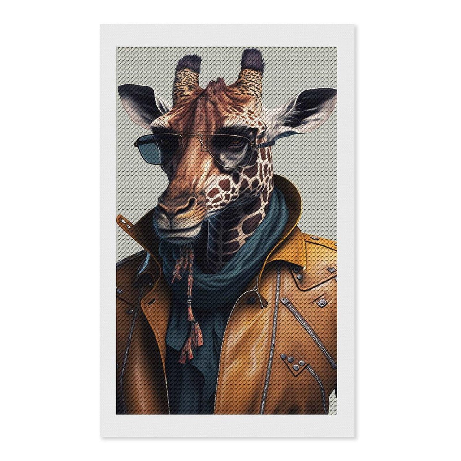 Junmoney Street Smart Giraffe Diamond Painting Canvas Kit 12"x20", Adhesive Canvas, Christmas Gift, Full Kit Included, Thoughtful Present