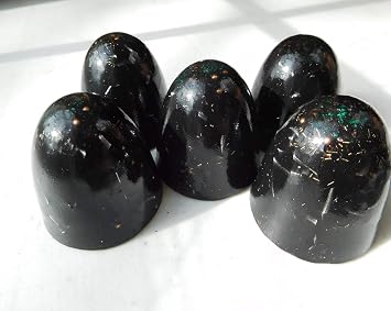 5 Black Iron Oxide Small Power Domes Orgone Generator Energy Accumulator PERFECT GIFTING TOOL! Made 528Hz Frequency with OM Chants Many Beautiful Ingredients and Colors!