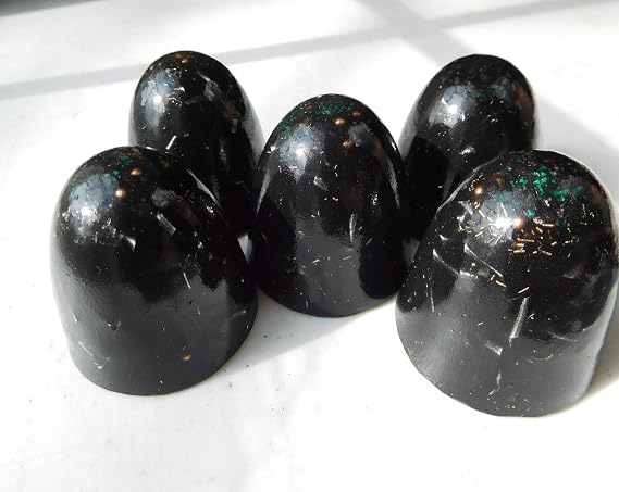 5 Black Iron Oxide Small Power Domes Orgone Generator Energy Accumulator PERFECT GIFTING TOOL! Made 528Hz Frequency with OM Chants Many Beautiful Ingredients and Colors!