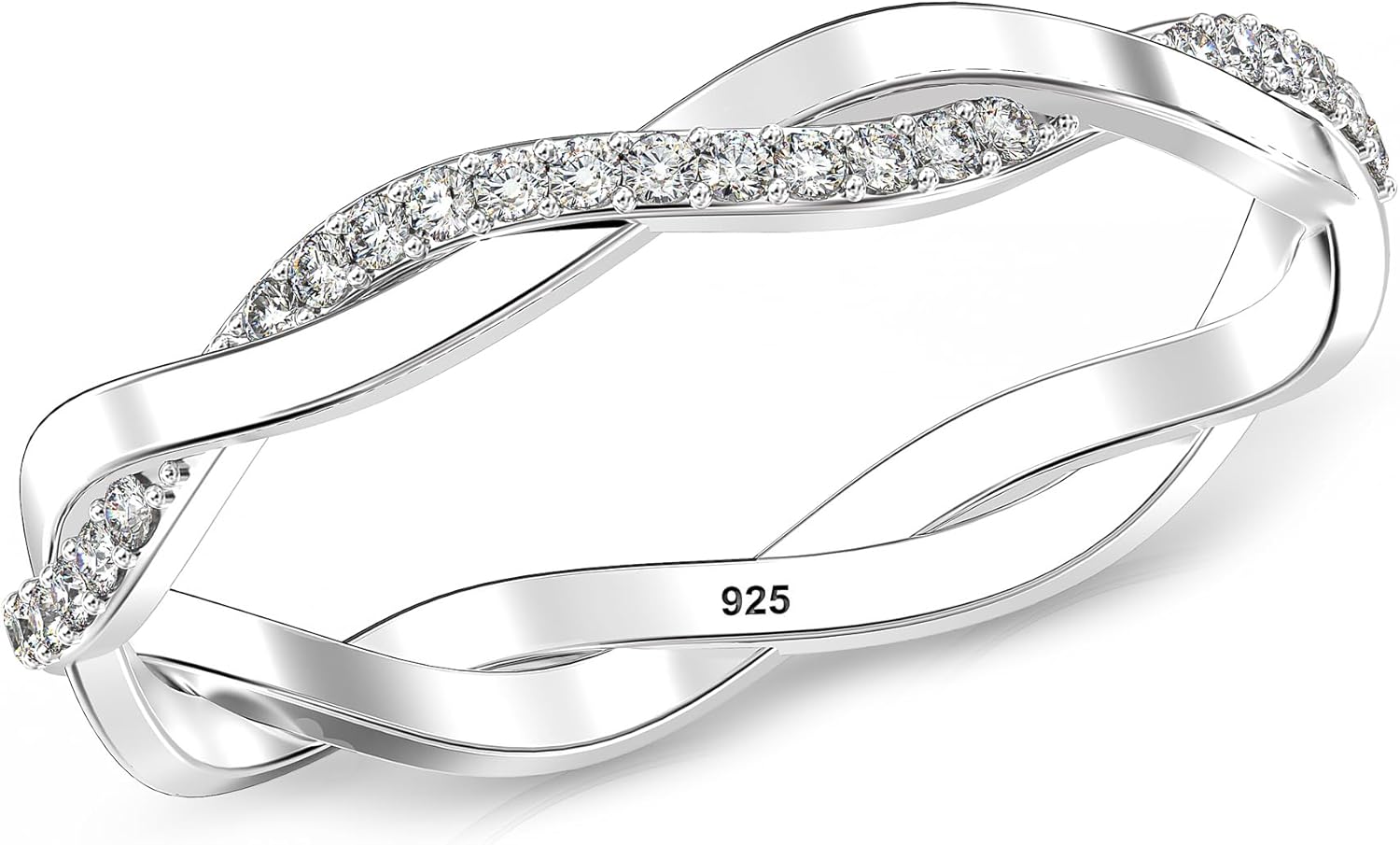 LeCalla 925 Sterling Silver Rings for Women | Round Cubic Zirconia Stackable Engagement Rings | Cubic Zirconia Wedding Band Promise Ring for Her | Ring Size 5-10No.