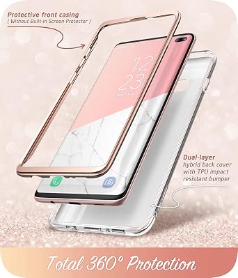i-Blason Cosmo Series Case for Samsung Galaxy S10+ Plus, Stylish Glitter Protective Bumper Case Without Built-in Screen Protector (Marble) | Full-Body Protection, Slim, Stylish