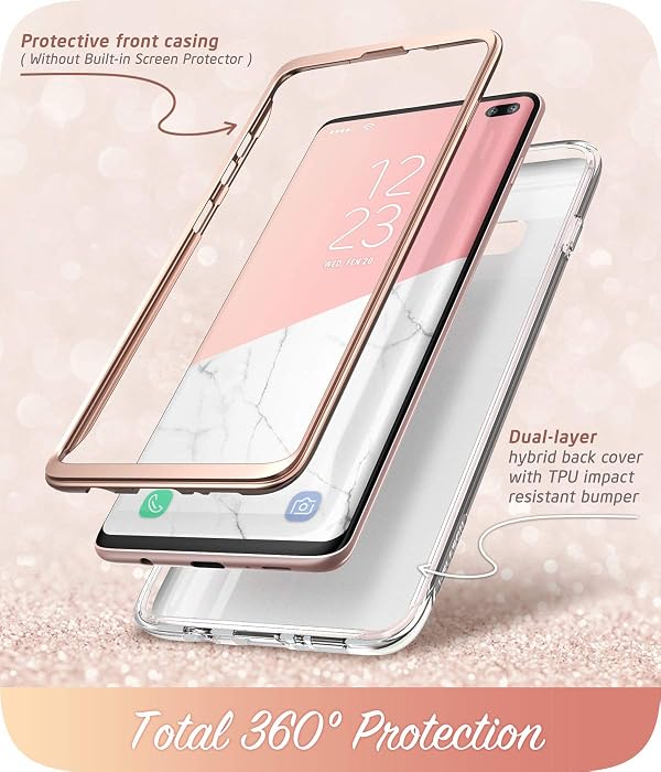 i-Blason Cosmo Series Case for Samsung Galaxy S10+ Plus, Stylish Glitter Protective Bumper Case Without Built-in Screen Protector (Marble) by i-Blason - Image 2