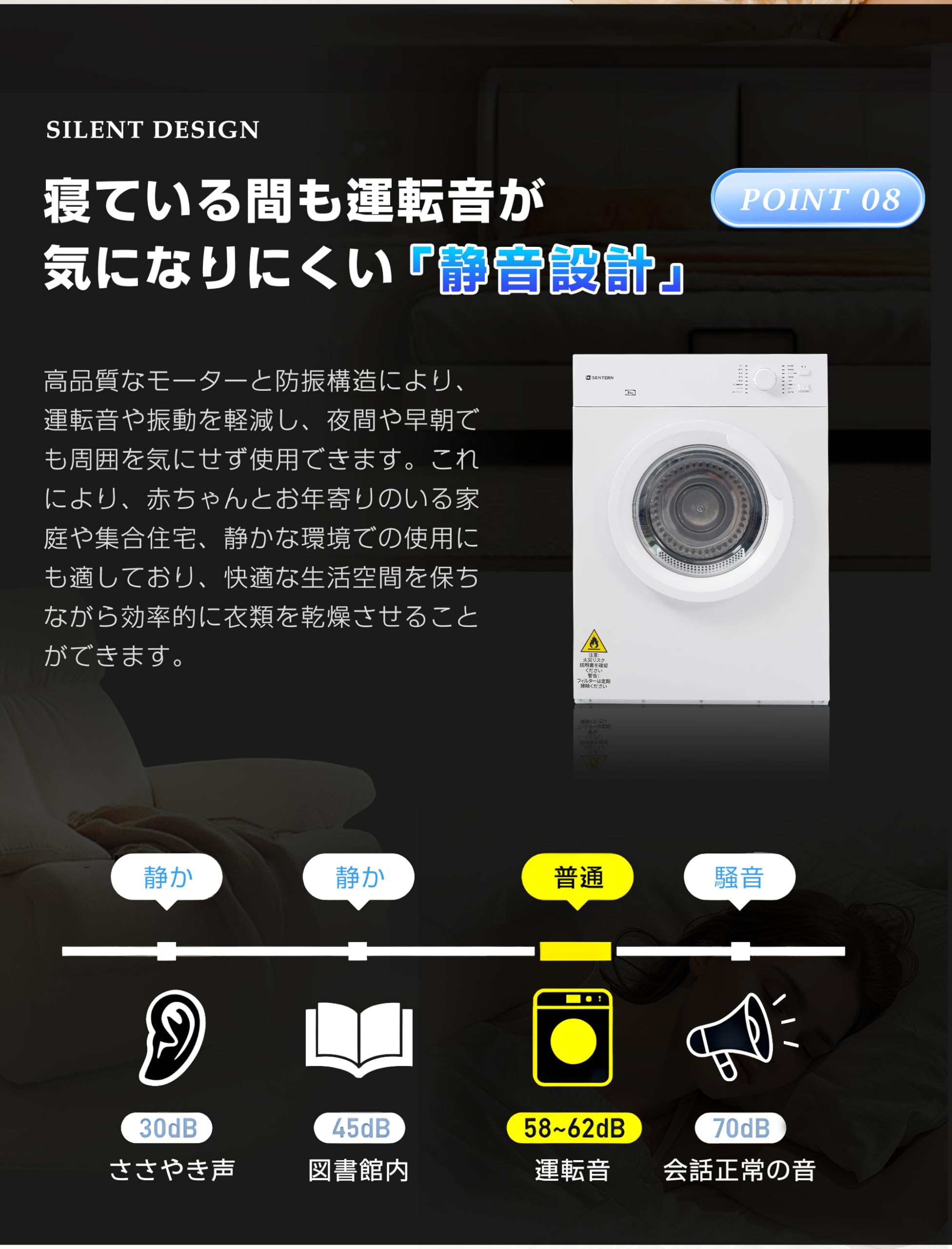 Amazon | 衣類乾燥機 8kg 自動モード 乾燥機 8キロ 衣類 大型 ドラム 