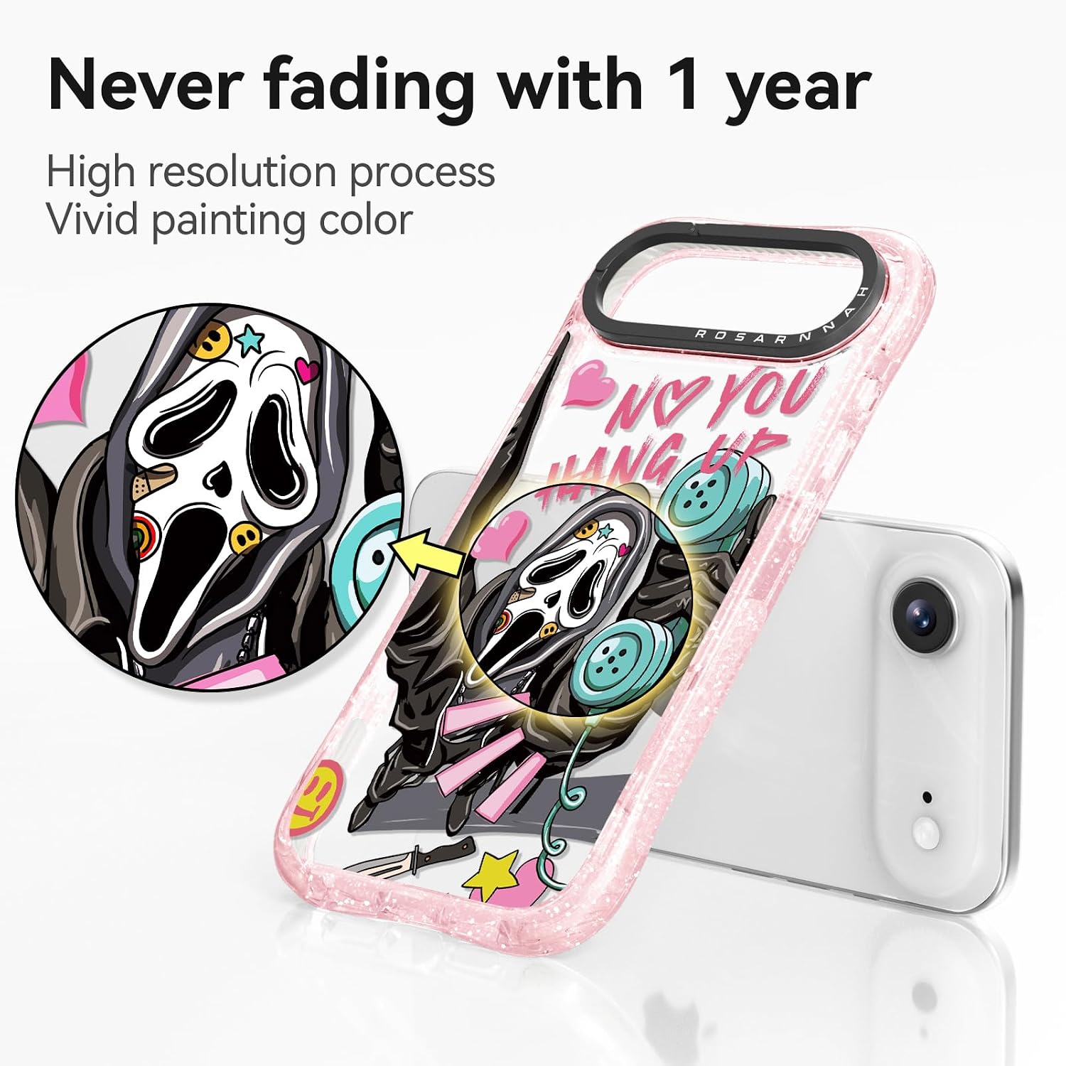 Rosarnnah for iPhone Air Case Cute - Military-Grade 20 ft Drop Protection Shockproof Phone Case - Funny Skeleton Design for iPhone 17 Air (6.5") Glitter Pink