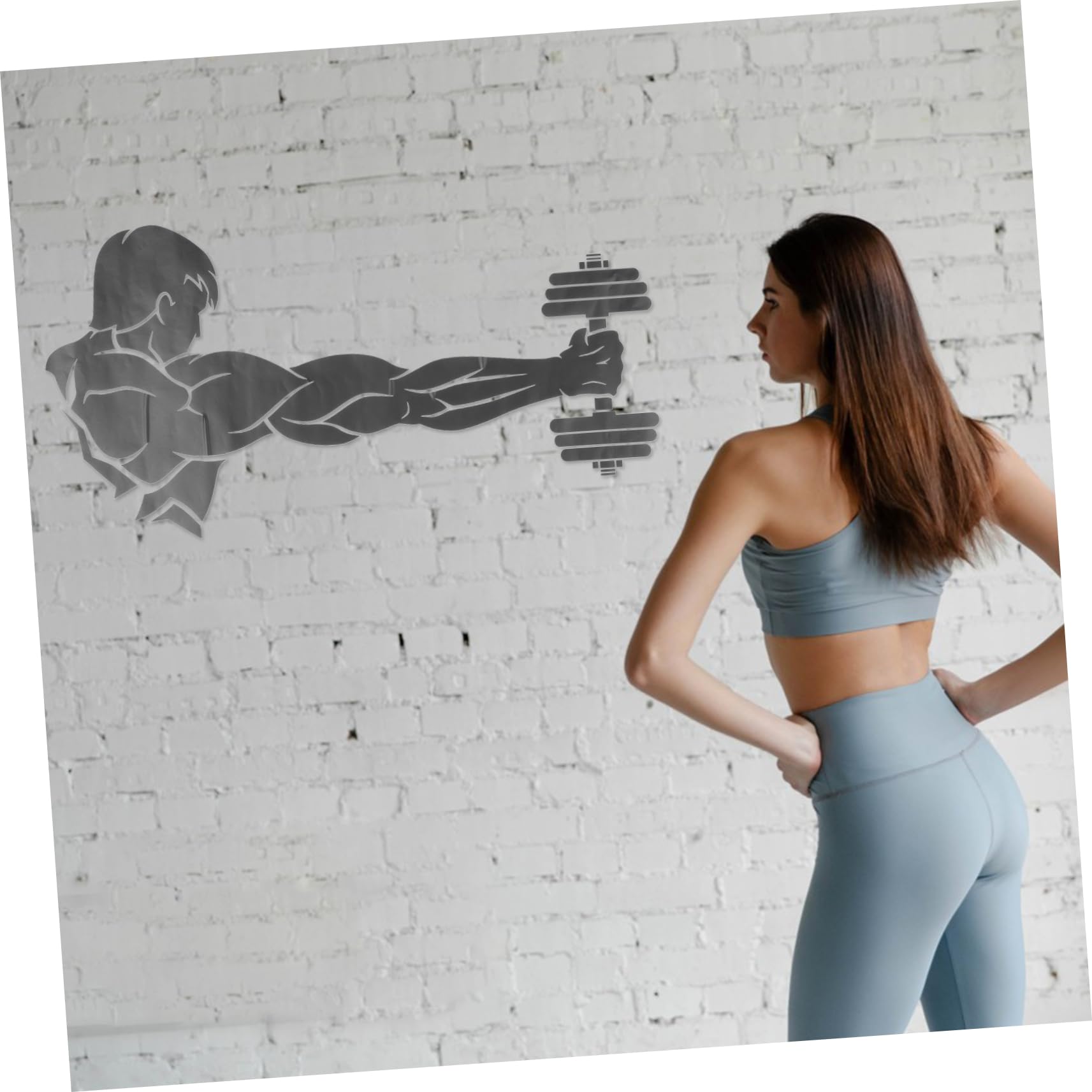 Toddmomy Autocollant Mural Sportif Sticker Décoratif Musculation Avec Athlète Tenant Un Haltère Pour Salle De Gym Et Décoration Intérieure