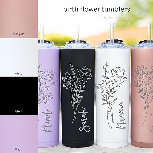 Miniatura 3 de Personalized Birth Flower Coffee Cup With Name,Personalized Birth Flower Tumbler, Bridesmaid Proposal, Gifts for Her, Party Favor (Matte Rose Gold)