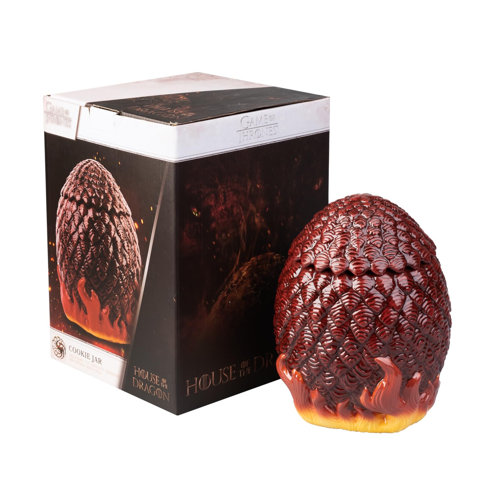 Grupo Erik Porta Biscotti Game of thrones - Biscottiera Ermetica con Coperchio, Barattolo per Biscotti da Cucina Ceramica Uevo di Drago | Contenitori per Alimenti 17 x 21 x 17,5 cm