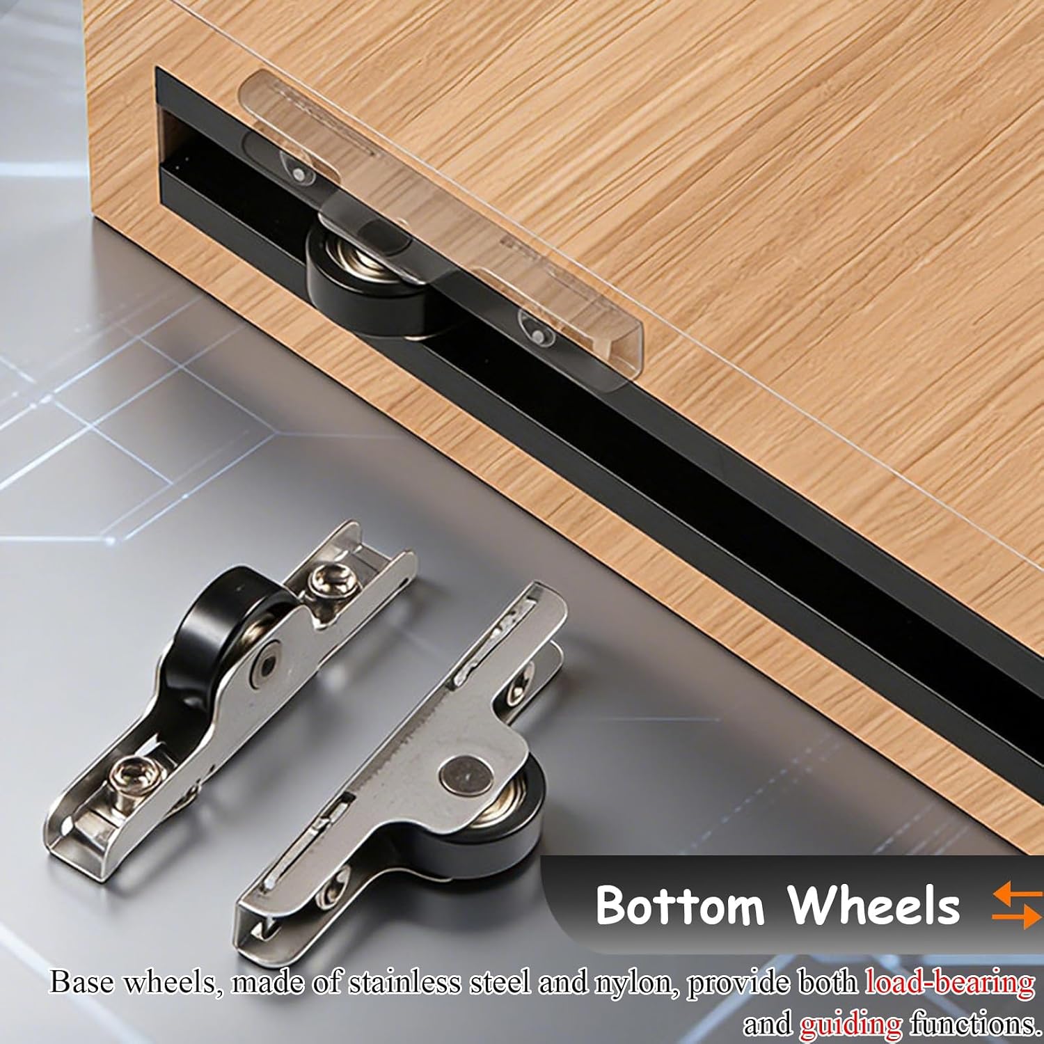 Adjustable Sliding Door Hardware Kit for Barn Doors - Trackless Ghost Door System, 81cm/31.9in, Easy Install, Sleek Design for Modern Home Décor