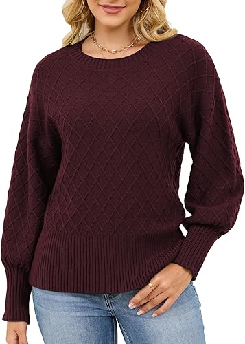 Sweater for Women 2025 Chunky Cable Knit Long Sleeve Sweaters Elegant O Neck Rib