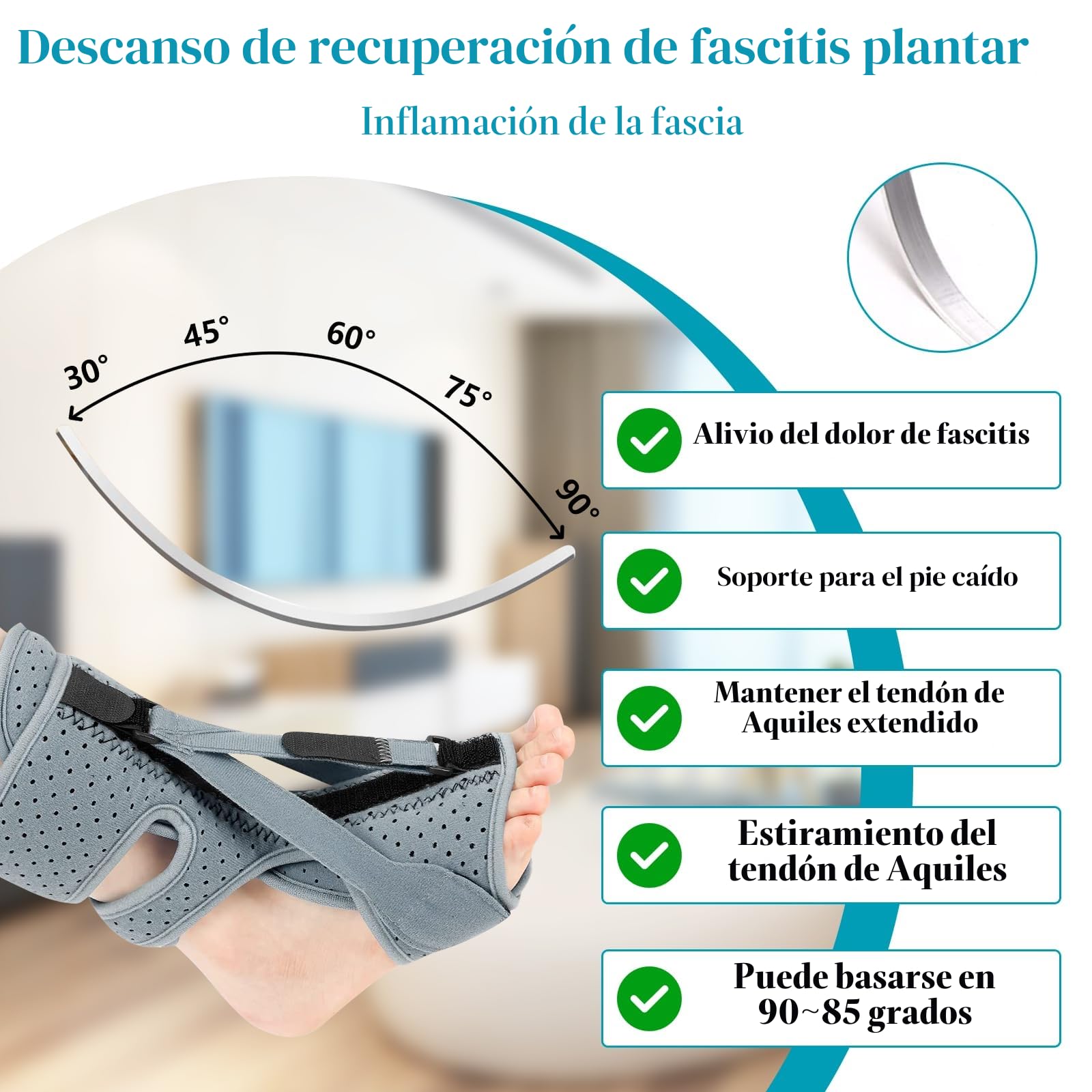 Ferula Nocturna Fascitis Plantar 3 Correas Soporte Ajustables Transpirable Férula Pie Tobillera Con Arqueado Para Tendinitis De Aquiles, Caída Del Pie, Problemas En El Talón Del Tobillo