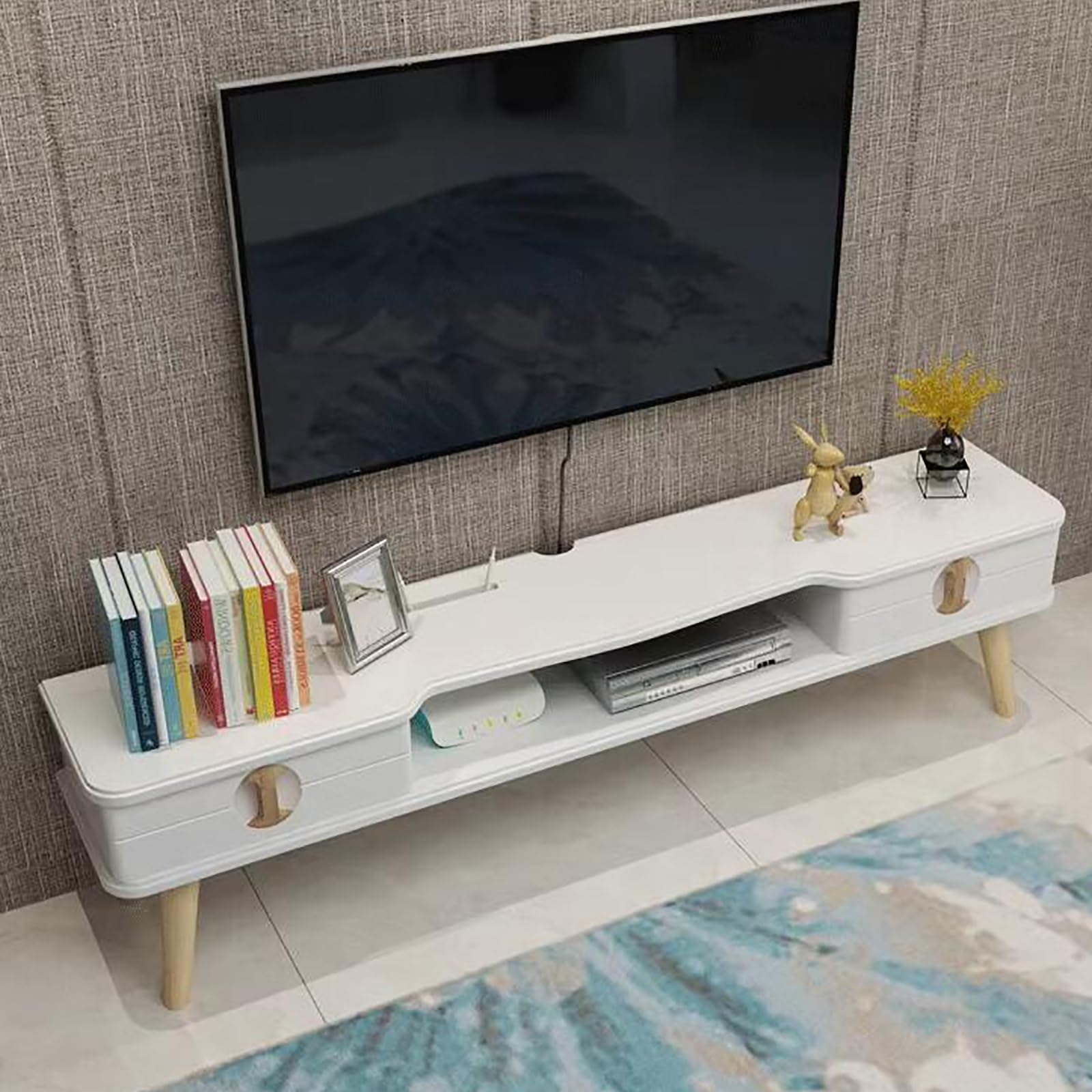 Table TV centre de divertissement gris en bois de 110cm