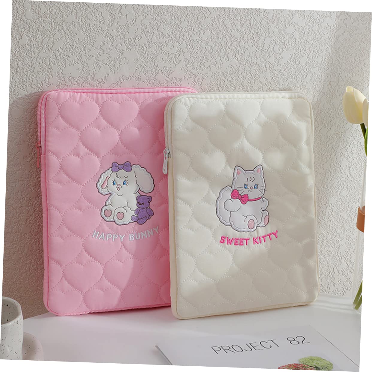 Uonlytech 3piezas Bolsa Portátil De Dibujos Animados Para Tablet Estuche Protector Anti-rayones Funda Para De Bolsa De Transporte Para Estudiantes Diseño De Gato