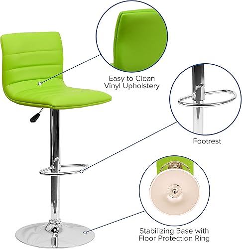 Miniatura 122 de Flash Funiture silla de bar ajustable con base cromada, Vinilo, Negro Negro -,Blanco,Marrón,Borgoña,Verde,Gris,Naranja,Púrpura,Rojo