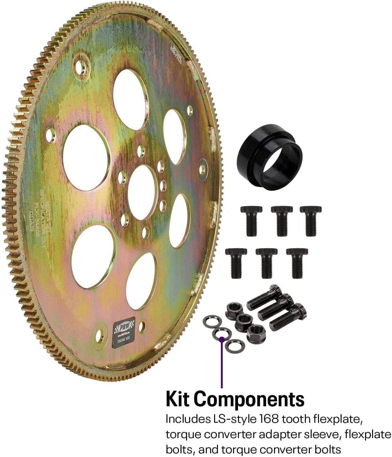 Close-up of LS V8 Flexplate Adapter Kit components
