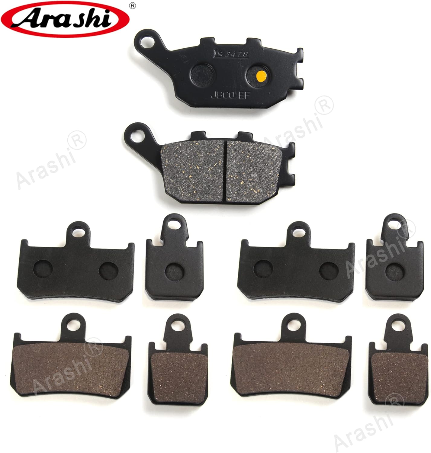 Arashi Front Rear Brake Disc Rotors and Pads for Yamaha YZF R1 2007-2014 Motorcycle Replacement Accessories Gold 2008 2009 2010 2011 2012 2013