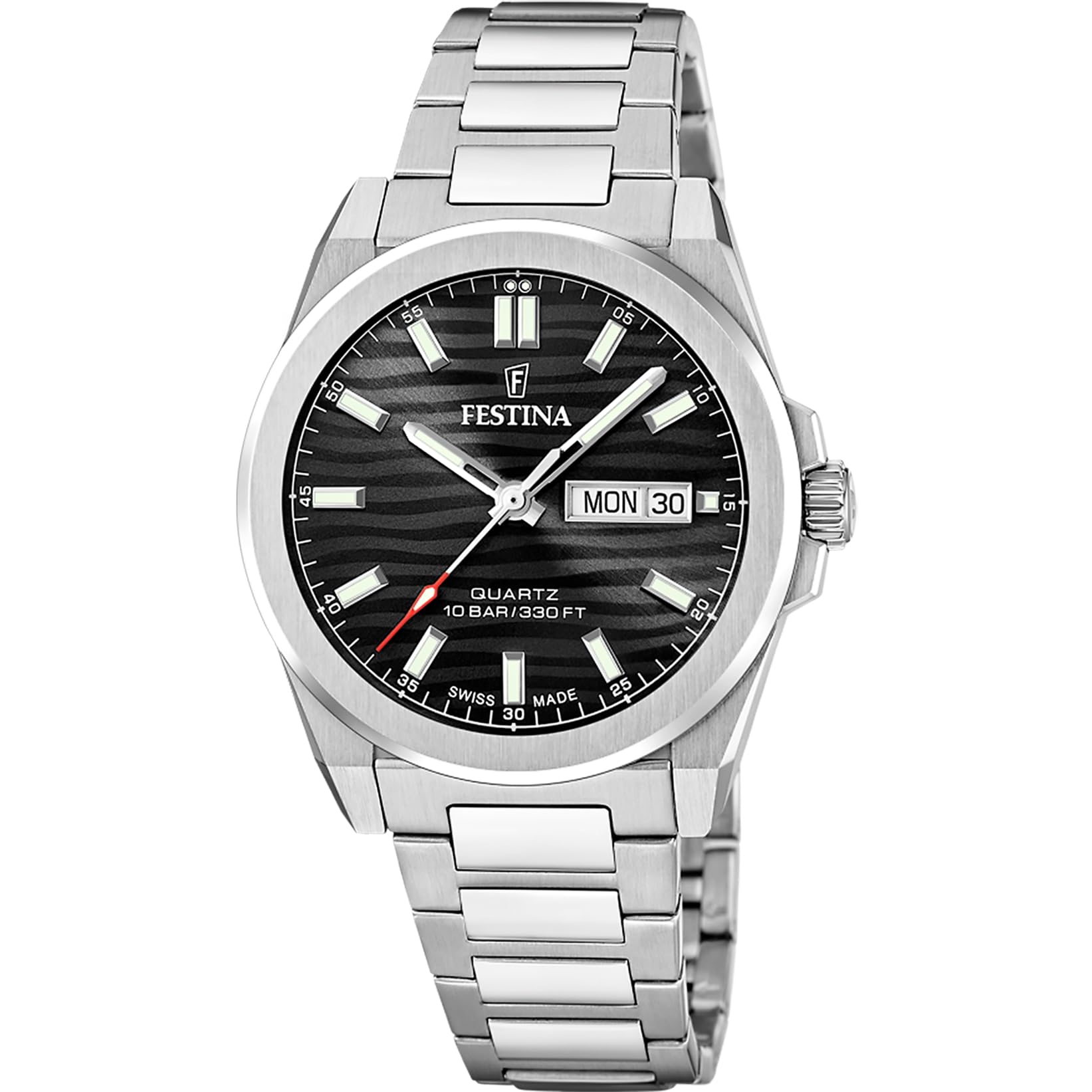 Festina Swiss Made Reloj Hombre Analógico de Acero Inoxidable 316l Plateado