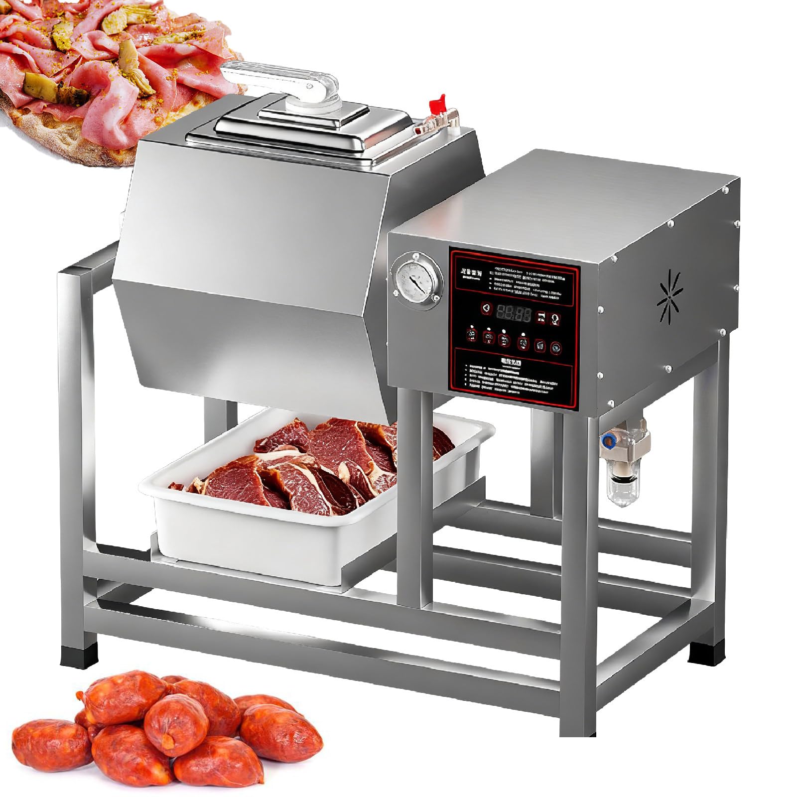 BOOZXCV Vacuum Marinator Tumbler/ 45l Vacuum Tumbler Marinating Machine, Automatic Bidirectional Rotation, 30-Minute Quick Flavor, Perfect For Marinating Meat, Vegetables (A)