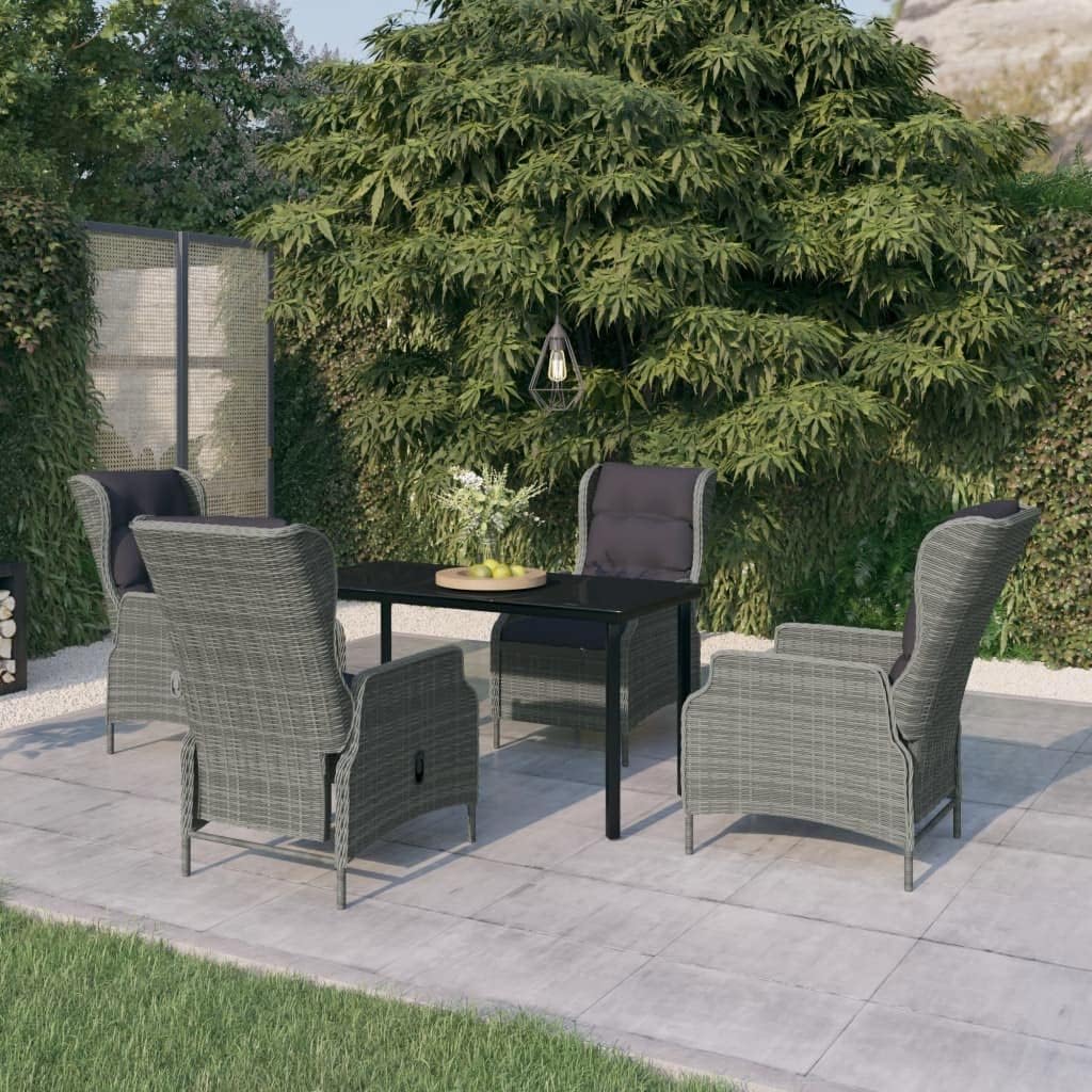 5 Piece Patio Dining Set,Outdoor Table Chairs,Patio Chairs,Outdoor Furniture,Conversation Furniture,Rattan furniturePerfect for Patio, Garden, Porch,Family Room,Sitting Area, Light Gray
