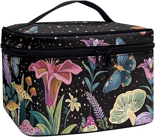 Vista 201 de doginthehole Bolsa de maquillaje, bolsa de cosméticos de viaje, bolsa de aseo portátil grande, organizador de accesorios para mujeres y niñas