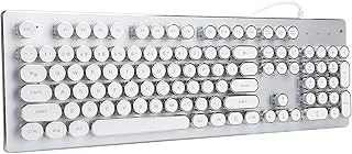 Topiky Gaming Keyboard, Retro Wired Gaming Mechanical Keyboard, Waterproof Ergonomic Mechanical Feeling Keyboard, Key Click with Mixed Light,104 Keys Mixed Light Ergonomic Design (White)