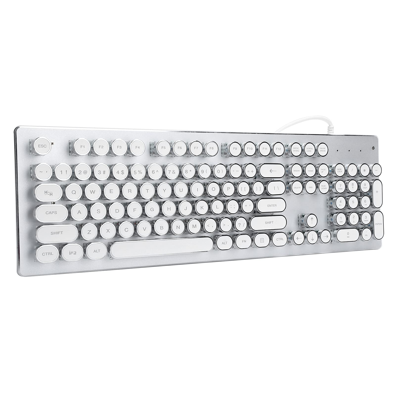 Clavier Mécanique de Jeu Rétro Filaire, avec Lumière Mixte, Accessoire Informatique (White)