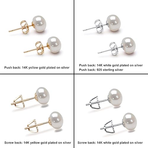 Miniatura 4 de Aretes de perlas cultivadas de agua dulce con grado AA de 0.197-0.433 in para mujer, con ajustes de plata de ley 925 y caja de regalo de joyería