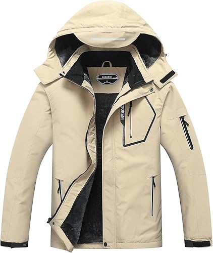 Chaqueta de esquí impermeable con capucha para hombre, abrigo cálido de nieve para el invierno