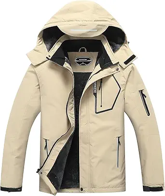 SUOKENI Men's Waterproof Ski Jacket Warm Winter Snow Coat Hooded Raincoat