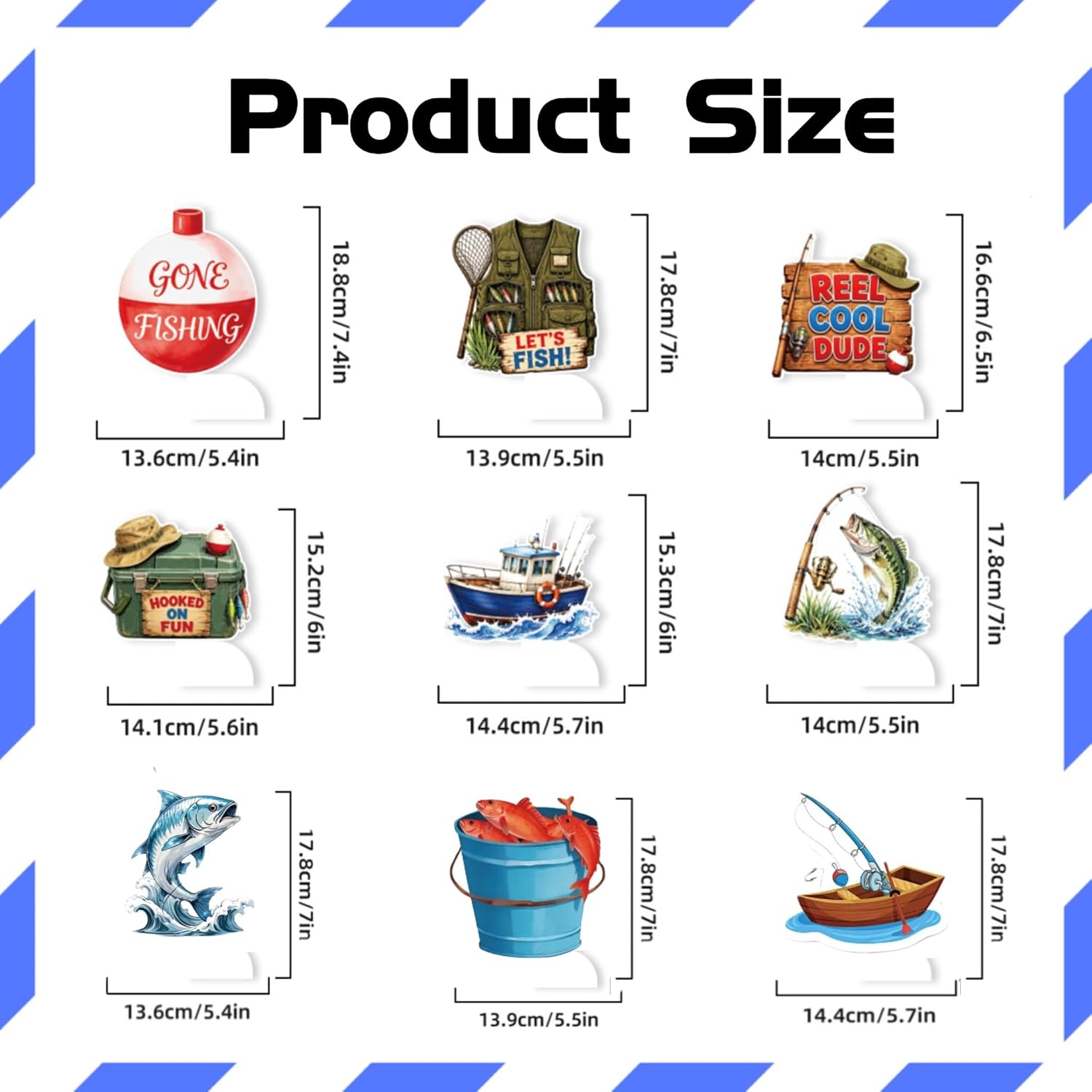 Fishing Party Decorations, Gone Fishing Honeycomb Centerpieces Table Decor image 2