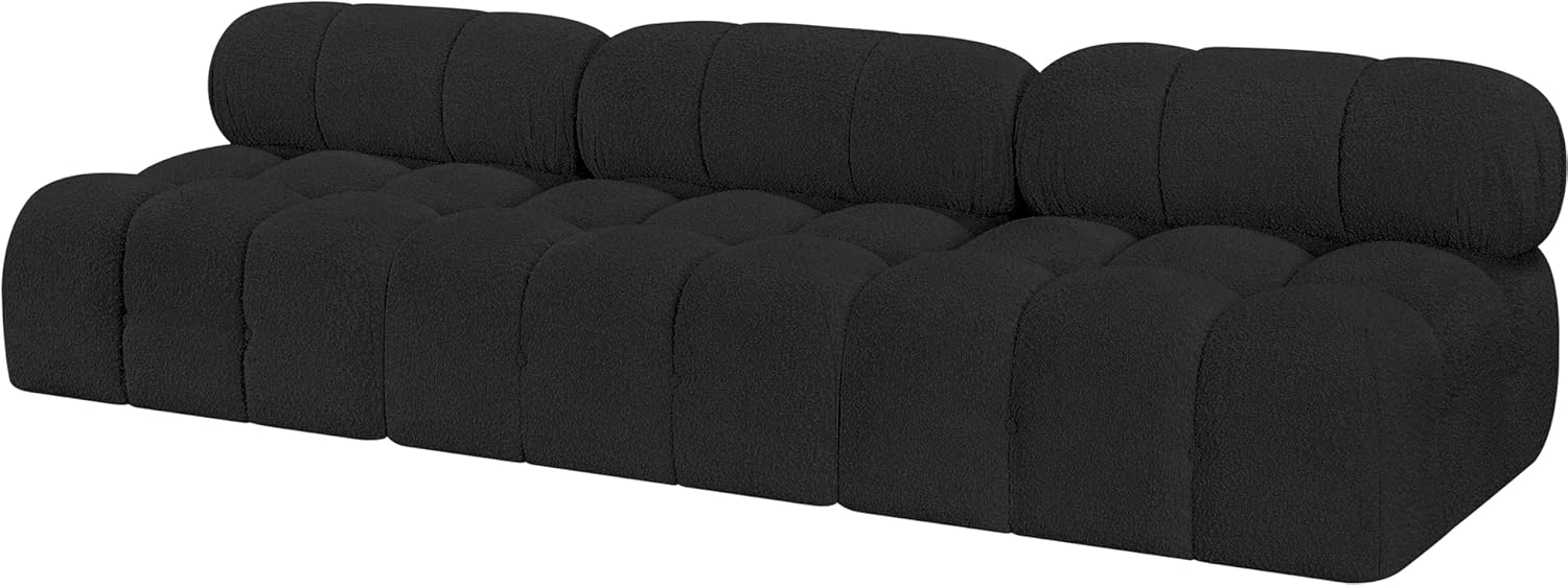 Meridian Furniture 611Black-S102B Ames Collection Modern | Contemporary Modular Sofa with Rich Black Boucle Fabric, Modular to Create Infinite Configurations, 102" W x 34" D x 28" H, Black