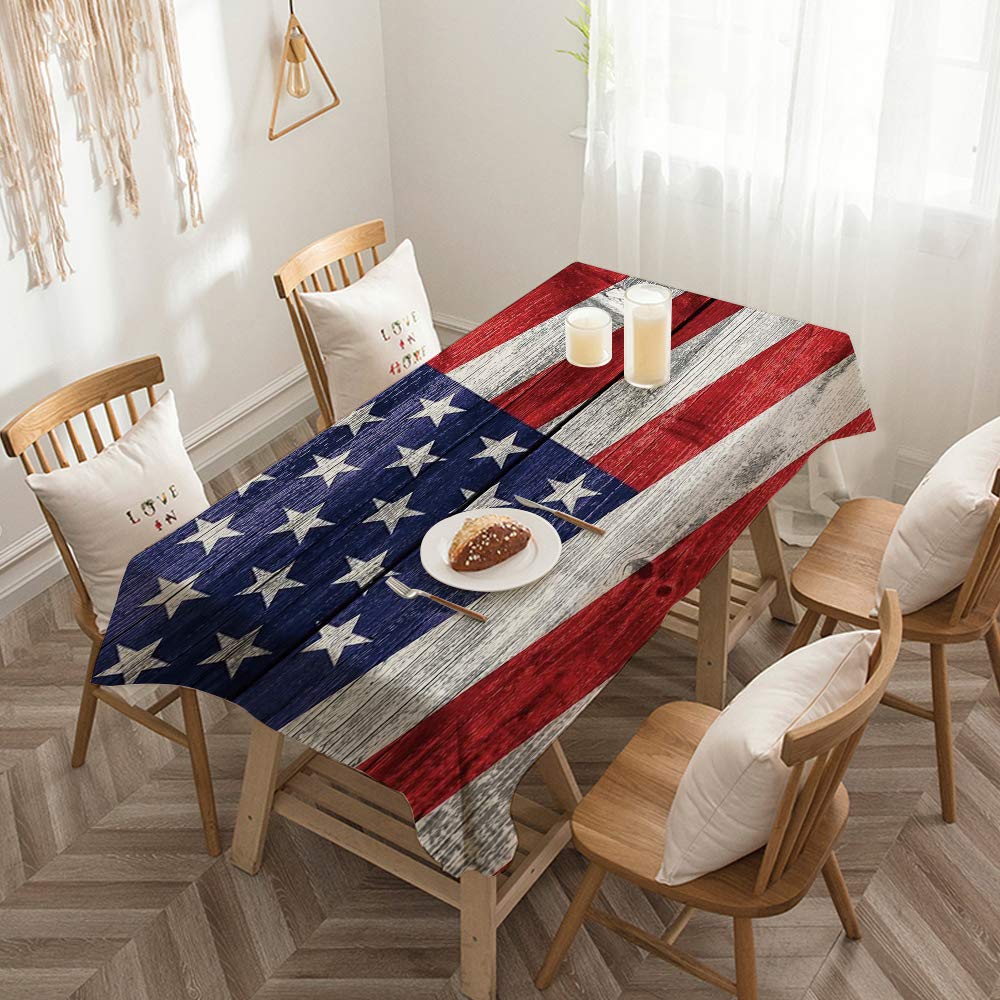 Tischdecke Mit Amerikanischer Flagge – Vinyl Mit Flanellrückseite, 152x305 Cm, Für Innen & Außen
