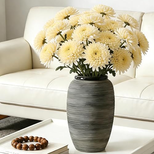 Miniatura 16 de ALMA Jarrón de suelo alto negro para hierba de las pampas, jarrón gris extra grande de 18 pulgadas para decoración del hogar, jarrones de cerámica