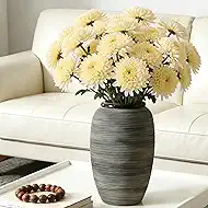ALMA 12'' Tall Wide Mouth Flower Vase, Black Large Ceramic Vase for Table Centerpieces, Grey Boho Vase for Living Room, Farmhouse, Entryway, Mantel, Bookshelf, Home Decor