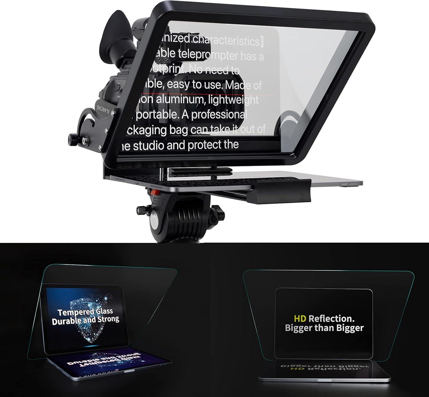 Greatest Product GONGYI G16 Large 16 Professional Teleprompter for iPad Pro 12.9 Beam Split Glass Metal Function No Assembly Required with Professional Case (16 Deluxe kit)
