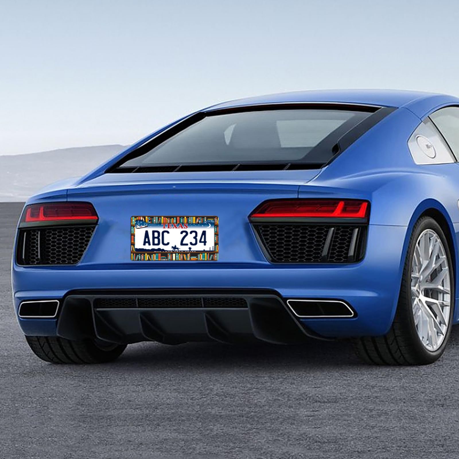 Cartoon Bookshelf Pattern License Plate Frame Funny Books License Plate Holder Stainless Steel Accessories License Plate Cars Decoration — view 5