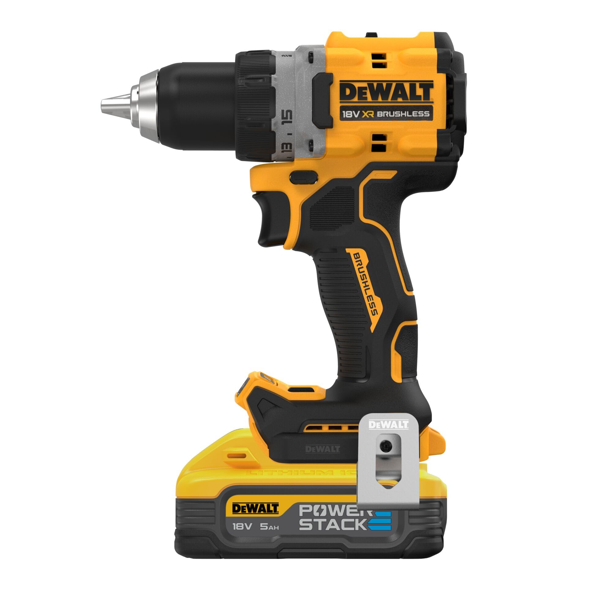 DEWALT Taladro Atornillador sin escobillas XR 18V 13mm 90Nm con 2 baterías POWERSTACK Li-Ion 5Ah y maletín TSTAK per chi cerca qualità e praticità, per uso pratico e risultati affidabili, 13mm