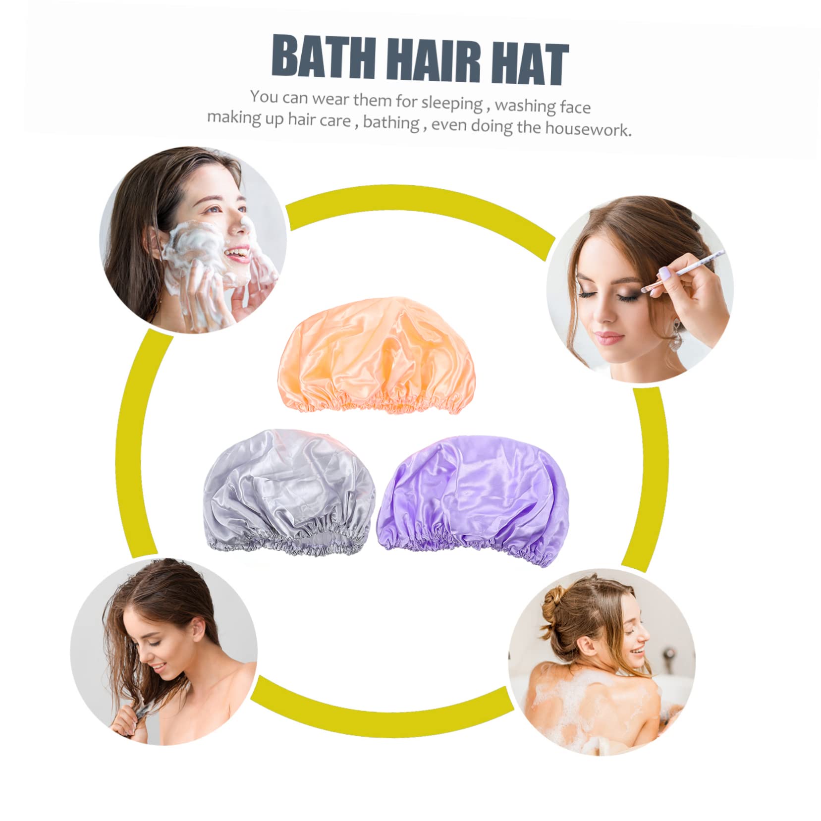 PACKOVE 3 piezas Gorros de Ducha Impermeables para Mujeres Diseño de Doble Capa Protección para Cabello y el Baño y