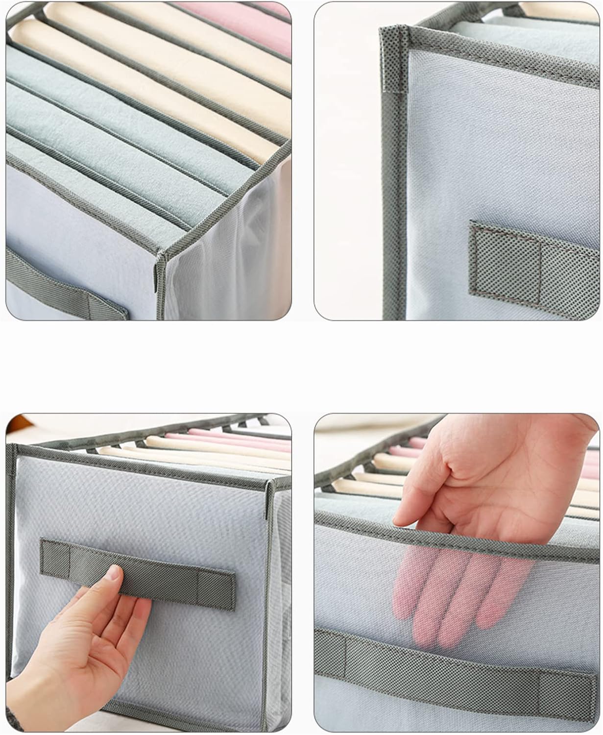 Closet Organizer Wardrobe 5PCS Washable Clothes Organizer Visible Foldable Storage Boxes Drawer Mesh Separation Box for Home T-Shirt Jeans Socks Panty 5/7/7/9/12 Grids