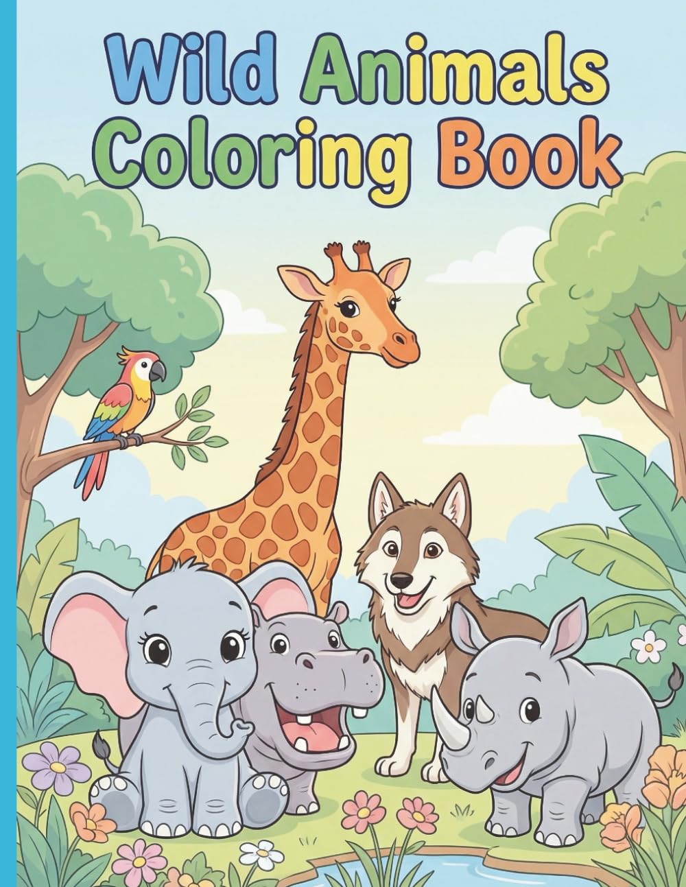 Wild Animals Coloring Book: More Fun and Easy Coloring Pages for Kids Ages 4–8
