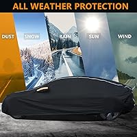 Vista 4 de Funda impermeable para automóvil para todo tipo de clima, 6 capas para automóviles, cubierta exterior completa con cremallera, cubierta exterior