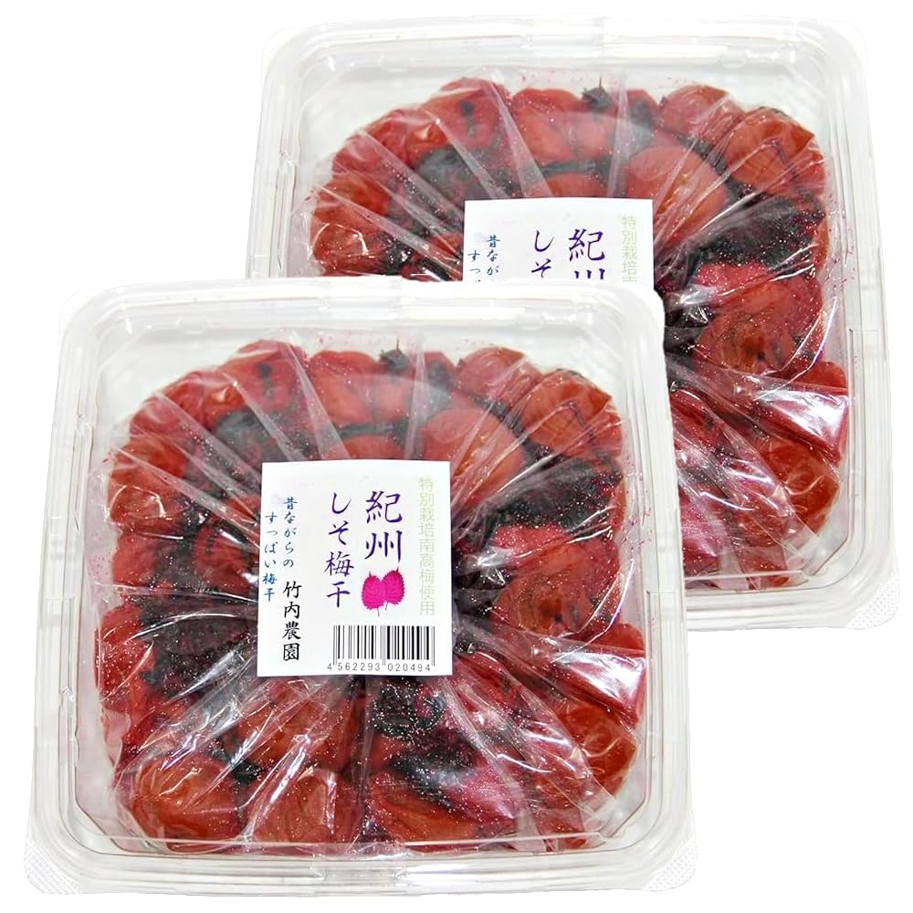 竹内農園 紀州しそ梅干 1kg×2個セット 特別栽培南高梅使用 Amazon | 竹内農園 しそ梅干 1kg×2個 計2kg 紀州南高梅 しそ漬け 特別
