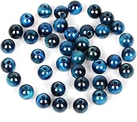 Vista 33 de AD Beads Cuentas de gema natural de 8 mm redondas sueltas con gran agujero de 2,5 mm, 40 piezas (turquesa africana)