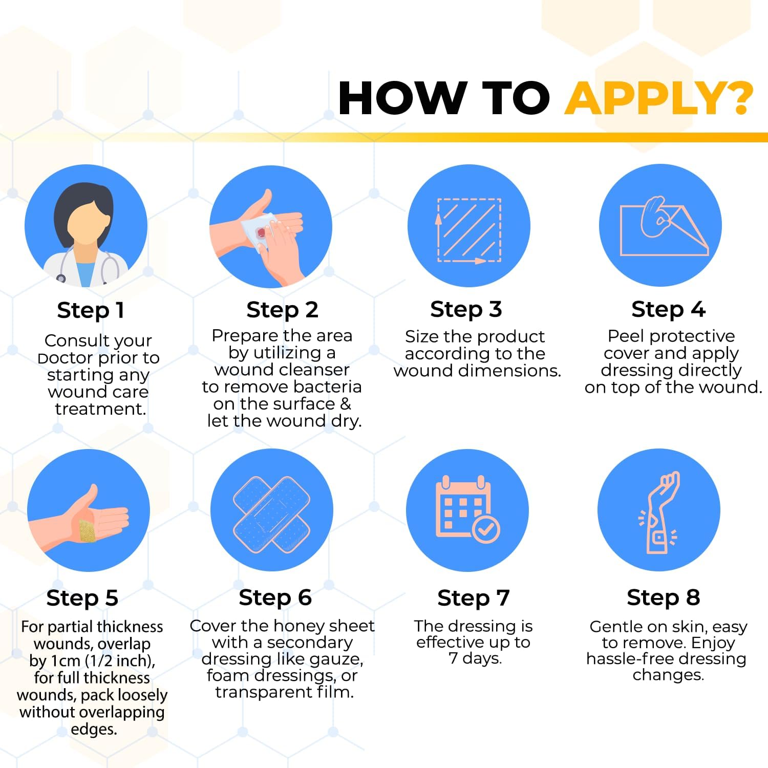 Hilom Medical Grade Manuka Honey Gauze Dressing 2 inch x 2 inch (10 Pack - Non-Adherent) | First Aid for Minor Wounds Such as Cuts or Advanced Wound Care of Bed Sores, Burns, or Lacerations