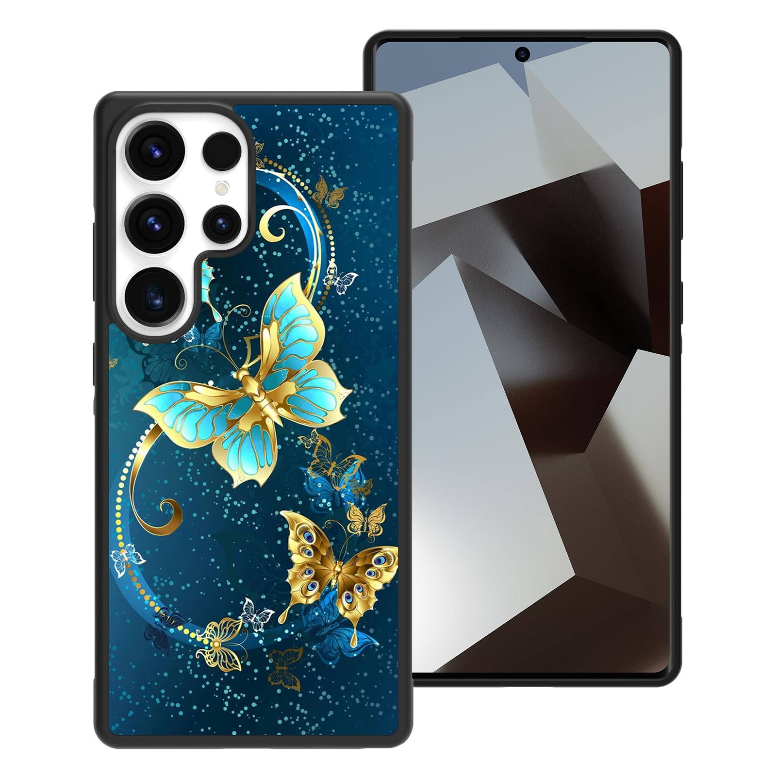 OOK Compatible with Samsung Galaxy S25 Ultra Case Anti Slip Shockproof Protective Case for Samsung Galaxy S25 Ultra 5G Blue Butterfly
