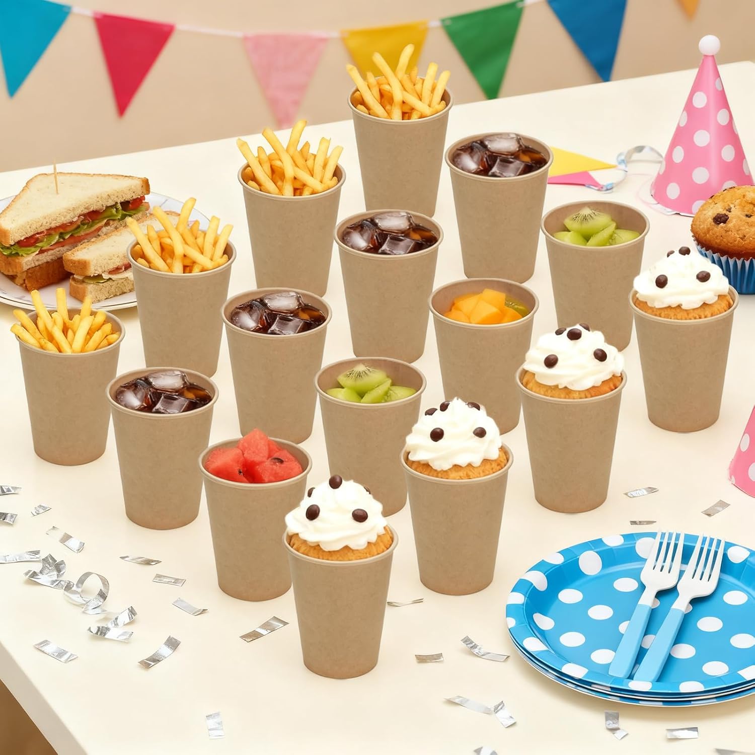 240 Pack 12 Oz Paper Coffee Cups, Disposable Kraft Brown Paper Cups, Leak-proof Unbleached Hot Cold Beverage Container Juice Holder for Party, Picnic, Office, Cafe - Image 7